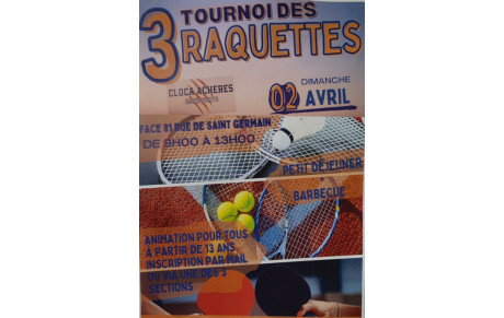 Tournoi des 3 Raquettes (Tennis, Tennis de table et Badminton) 2023